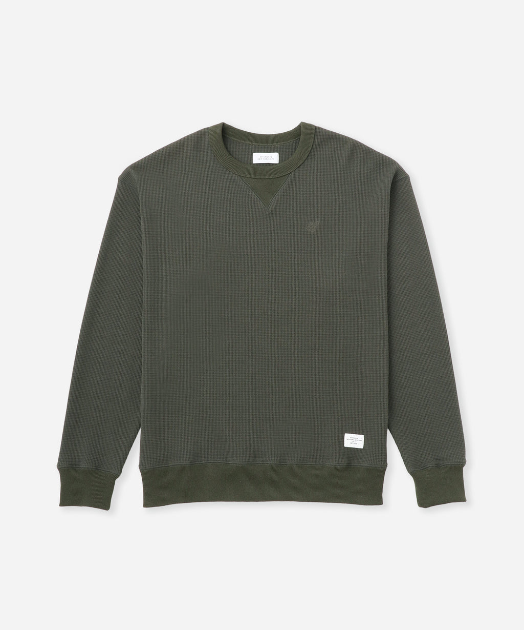 Saturdays NYC SNYC Waffle Relaxed Top in Olive Green