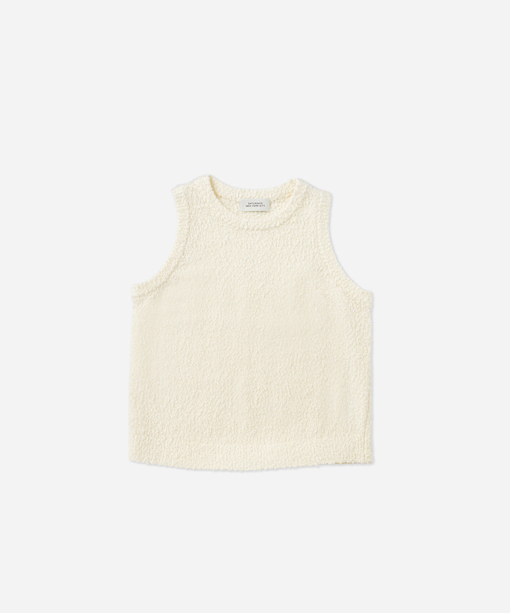 Saturdays NYC Andie Bubble Knit Top in White