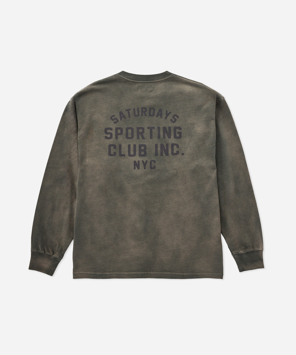 Saturdays NYC Collegiate Printed Long Sleeve Tee in Olive