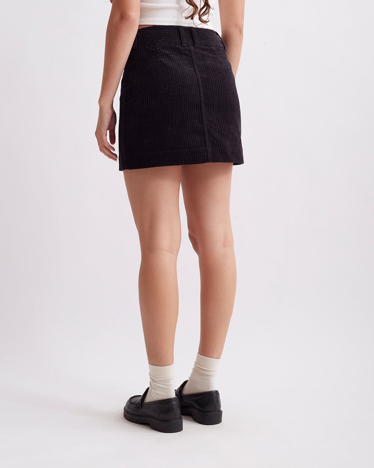 Black cord skirt topshop top