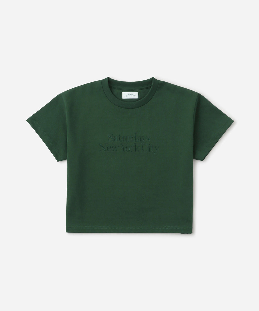 Saturdays NYC Miller Embroidered Short Sleeve Tee in Green